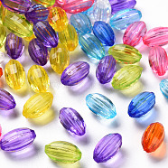 Transparent Acrylic Beads, Corrugated Oval, Mixed Color, 11x6.5mm, Hole: 1.5mm, about 1880pcs/500g(TACR-S154-30B)