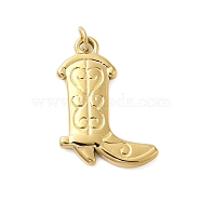 304 Stainless Steel Pendants, with Jump Ring, Cowboy Boot Charm, Golden, 25x18.5x3mm, Hole: 3mm(STAS-U023-02G)