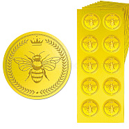 15 Sheets Gold Foil Paper Picture Stickers, Round Dot Decorative Stickers, Bees, 195x80x10mm, Sticker: 35mm in diameter, about 10pcs/sheet(STIC-WH0025-003)