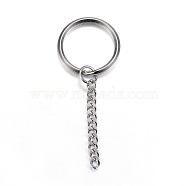 304 Stainless Steel Split Key Rings, Keychain Clasp Findings, Stainless Steel Color, 72mm(STAS-G085-01)