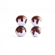Printed Wood Beads, Round with Chocolate Pattern, Thistle, 16mm(WOCR-PW0003-74F)