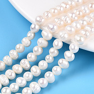 Natural Cultured Freshwater Pearl Beads Strands, Potato, Creamy White, 5.5~6x6.5~8.5mm, Hole: 0.7mm, about 60~62pcs/strand, 13.78 inch(35cm)(PEAR-N013-05K)