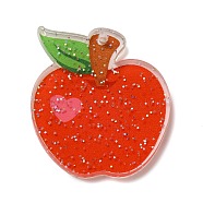 Teachers's Day Acrylic Pendants, Apple, 35.5x31.5x2.5mm, Hole: 1.6mm(OACR-O007-03D)