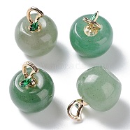 Natural Green Aventurine Pendants, with Alloy Enamel Loops, Apple, for Teacher's Day, 16x14mm, Hole: 4x2mm(G-P499-01G-14)