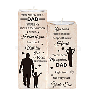 SUPERDANT Wooden Candle Holder and Candles Set, for Home Decorations, Rectangle with Word, Father's Day Themed Pattern, Wooden Candle Holder: 2pcs/set, Candles: 2pcs/set(AJEW-SD0001-13G)