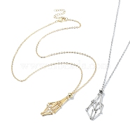 2Pcs 2 Color Brass Bar Link Chains Macrame Pouch Empty Stone Holder for Pendant Necklaces Making, Platinum & Golden, 19.69 inch(50cm), 1Pc/color(NJEW-JN04466-02)