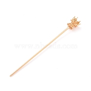 Alloy Hair Stick Findings, Vintage Decorative for Hair Diy Accessory, Flower, Light Gold, 134x16mm, Tray: 12mm, Pin: 2.5mm(FIND-O002-01KCG)
