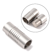 Tarnish Resistant 304 Stainless Steel Magnetic Clasps with Glue-in Ends, Column, Stainless Steel Color, 21x8mm(STAS-E006-40)