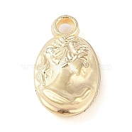 CCB Plastic Pendants, Oval with Cameo, Golden, 19.5x11x4.5mm, Hole: 2mm(FIND-U003-07G)