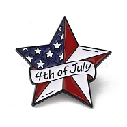 4th Of July Star Enamel Pins, Independence Day Zinc Alloy Brooch, for Backpack Clothes, Star, 28x29.5x1.3mm(JEWB-C027-03D-EB)