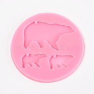 Polar Bear Silicone Pendant Molds, Resin Casting Molds, For UV Resin, Epoxy Resin Jewelry Making, Pearl Pink, 100x5.5mm, Inner Size: about 20x34mm & 43x68mm(AJEW-WH0022-25)