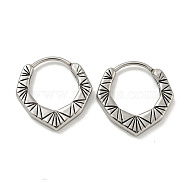 316 Surgical Stainless Steel Hoop Earrings for Women and Men, Triangle Design, Ring, Antique Silver, 17.5x17mm(EJEW-D096-20C-AS)