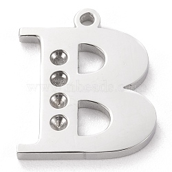 304 Stainless Steel Letter Pendant Rhinestone Settings, Stainless Steel Color, Letter.B, B: 15x12.5x1.5mm, Hole: 1.2mm, Fit for 1.6mm rhinestone(STAS-J028-01B)