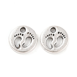 Tibetan Style Zinc Alloy Pendants, Flat Round with Foot, Lead Free & Cadmium Free, Antique Silver, 11x2mm, Hole: 2mm, about 625pcs/500g(TIBEP-R334-384AS-RS)