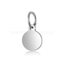 Tarnish Resistant 201 Stainless Steel Pendants, Flat Round, Stamping Blank Tag, Stainless Steel Color, 9.5x8x1mm, Hole: 3.5mm(STAS-S105-T638-1-8)