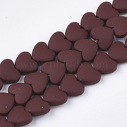 Spray Painted Non-magnetic Synthetic Hematite Beads Strands, Heart, Brown, 5x6x3mm, Hole: 0.5mm, about 75pcs/strand, 15.7 inch(G-T116-05-21)