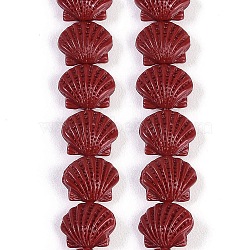 Synthetic Coral Dyed Carved Beads Strands, Shell Shape, Dark Red, 11~11.5x9x6.5mm, Hole: 1mm, about 30pcs/strand, 10.71''(27.2cm)(CORA-K009-05A-05)