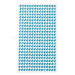 Self Adhesive Acrylic Rhinestone Stickers, Round Pattern, for DIY Scrapbooking and Craft Decoration, Blue, 200x95mm(STIC-PW0012-01F)