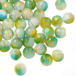 376Pcs Cat Eye Beads, Drawbench Style, Round, Gold Foil, Lime Green, 5.5mm, Hole: 1mm(CE-PA0001-01D)