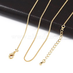 Long-Lasting Plated Brass Curb Chain Necklaces, with Lobster Claw Clasp, Nickel Free, Real 18K Gold Plated, 18.11 inch(46cm), 1.2mm(NJEW-K112-07G-NF)