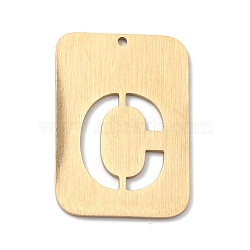 Ion Plating(IP) 304 Stainless Steel Pendants, Rectangle with Alphabet, Hollow, Letter.C, 32x22x1mm, Hole: 1.5mm(STAS-K216-49C-G)