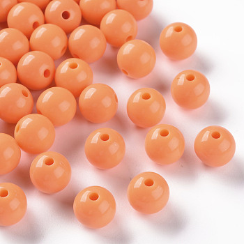 Opaque Acrylic Beads, Round, Coral, 12x11mm, Hole: 1.8mm, about 566pcs/500g