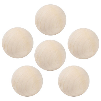 Unfinished Wooden Beads, No Hole Round Beads, Floral White, 60mm