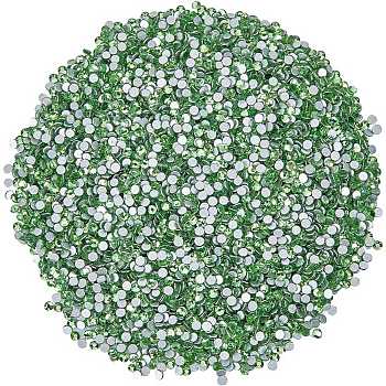4 Bags Glass Flat Back Rhinestone, Grade A, Back Plated, Faceted, Half Round, Peridot, SS6, 1.9~2mm, 1440pcs/set