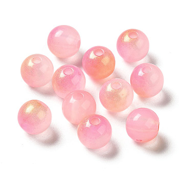 Transparent Acrylic Beads, Two-Tone, Round, Pink, 7.5x7mm, Hole: 1.8mm, about: 1900~2000pcs/500g
