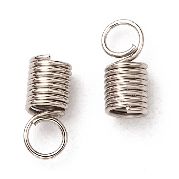 Iron Cord End, Platinum Color, about 4.5mm wide, 10mm long, 3.2mm inner diameter, hole: 3.5mm