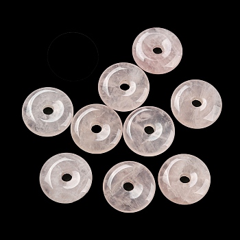 Natural Rose Quartz China Safety Buckle Pendants, 15~16x3~4mm, Hole: 3mm