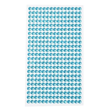 Self Adhesive Acrylic Rhinestone Stickers, Round Pattern, for DIY Scrapbooking and Craft Decoration, Blue, 200x95mm