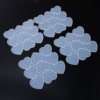 DIY Keychain Molds, Resin Casting Molds, For UV Resin, Epoxy Resin Craft Making, Heart with Mandala Letter, White, 185x203x6mm