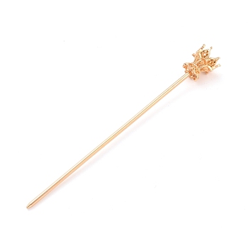 Alloy Hair Stick Findings, Vintage Decorative for Hair Diy Accessory, Flower, Light Gold, 134x16mm, Tray: 12mm, Pin: 2.5mm