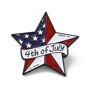 4th Of July Star Enamel Pins, Independence Day Zinc Alloy Brooch, for Backpack Clothes, Star, 28x29.5x1.3mm