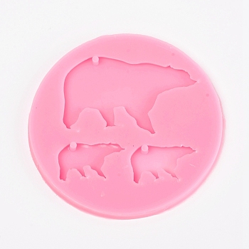 Polar Bear Silicone Pendant Molds, Resin Casting Molds, For UV Resin, Epoxy Resin Jewelry Making, Pearl Pink, 100x5.5mm, Inner Size: about 20x34mm & 43x68mm