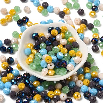 Glass Beads, Faceted, Rondelle, Sky Blue, 8x6mm, Hole: 1mm, about 1210pcs/500g