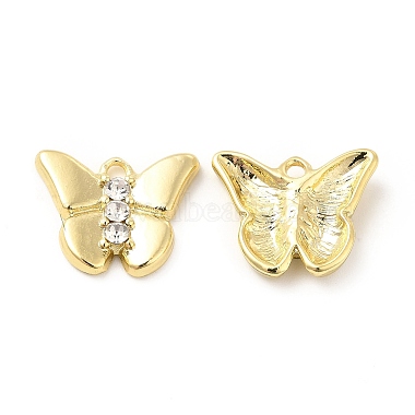 Light Gold Butterfly Alloy+Rhinestone Charms