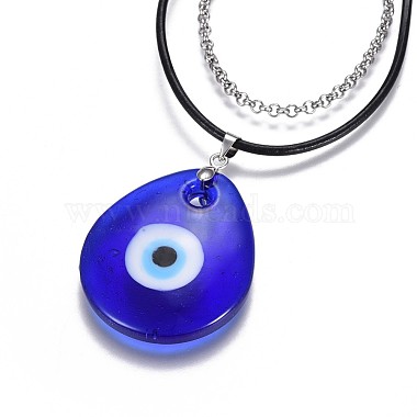 Teardrop Lampwork Evil Eye Pendants Necklaces(NJEW-JN02322)-2