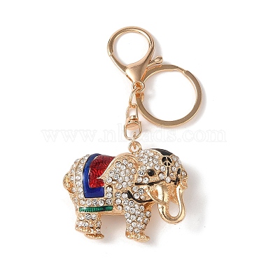 Émail en alliage de zinc éléphant avec porte-clés pendentif strass(KEYC-G061-01B)-1