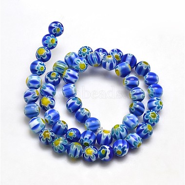 Chapelets de perles rondes de millefiori en verre(X-LK-P002-02)-2