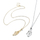 2Pcs 2 Color Brass Bar Link Chains Macrame Pouch Empty Stone Holder for Pendant Necklaces Making(NJEW-JN04466-02)-1