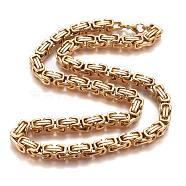304 Stainless Steel Byzantine Chain Necklaces, with Lobster Claw Clasps, Golden, 23.82 inch(60.5cm)(NJEW-L159-01G)