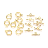Alloy Toggle Clasps, Ring, Golden, Ring: 13x10x1.5mm, Hole: 1.6mm, Bar: 14x5.5x1.5mm, Hole: 1.8mm(TIBE-G015-07G)