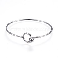 304 Stainless Steel Bangles, Stainless Steel Color, 2-1/4 inch(5.7cm)~2-1/4 inch(5.8cm), 2mm(BJEW-F354-11P)