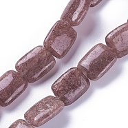 Natural Strawberry Quartz Beads Strands, Rectangle, 15.6~16.2x11.9~13x5.3~6mm, Hole: 1mm, about 25pcs/strand, 15.6 inch(39.8cm)(G-L492-04B)