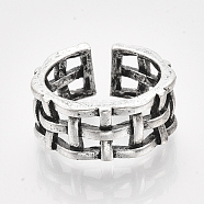 Alloy Cuff Finger Rings, Wide Band Rings, Antique Silver, Size 5, 16mm(RJEW-T008-27)