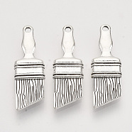 Tibetan Style Alloy Pendants,  Cadmium Free & Lead Free, Brush, Antique Silver, 26.5x9x2.5mm, Hole: 1.5mm, about 350pcs/500g(TIBEP-T009-05AS-RS)