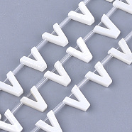 Natural Freshwater Shell Beads, Top Drilled Beads, White, Letter.V, 10x8.5x3mm, Hole: 0.8mm(SHEL-T012-59V)
