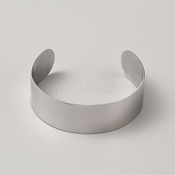 304 Stainless Steel Open Cuff Bangles, Plain Bangles for Men Women, Stainless Steel Color, 2-1/2 inch(6.4cm)(BJEW-WH0017-35)